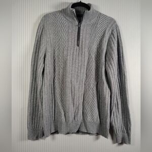 Saks Fifth Avenue Men's Gray 1/4 Zip-Up Wool Cashmere Blend Sweater Size Medium